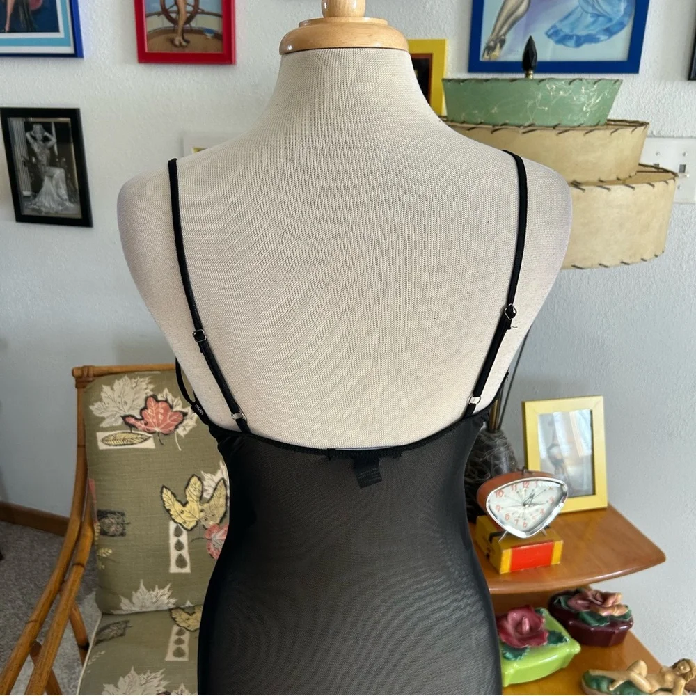 SOLD Retro Dress Sheer Slip Wiggle Black S M 1950s 50s Style Pinup Rockabilly - Picture 6 of 7